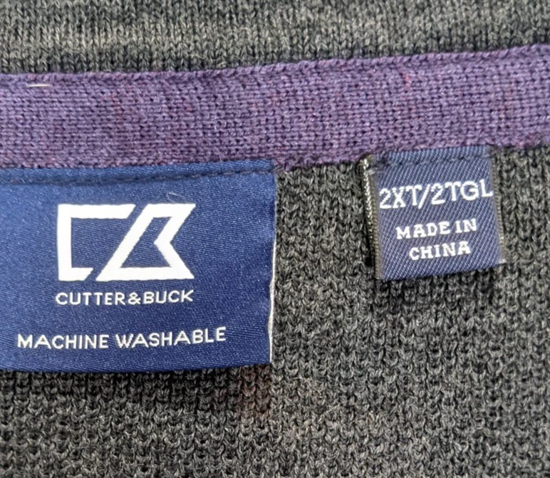 Cutter & Buck Sweater Mens 2XT Gray Black Cardigan Grandpacore Academia Preppy - Image 3 of 4