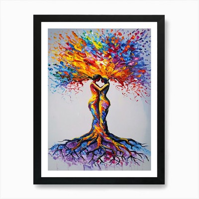 Liebesbaum Kunstdruck gerahmt Wandbild Poster Leinwanddruck Bild