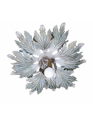 Plafonnier En Fer Forgé Italien – Une Lumière Avec Feuilles Et Rose Décoratifs – Arterameferro