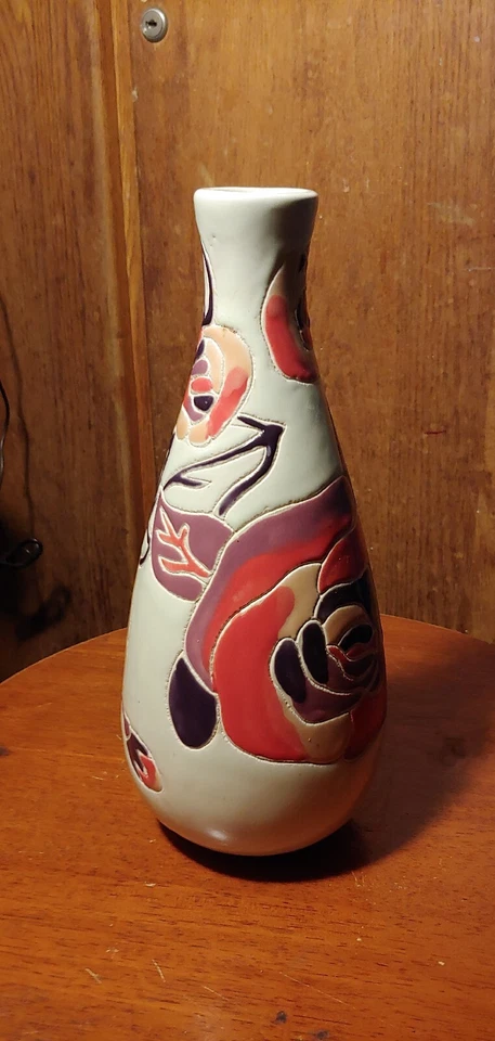 Floral Vase  White Multi Colored Pot Vase Center Piece - Image 2 of 4