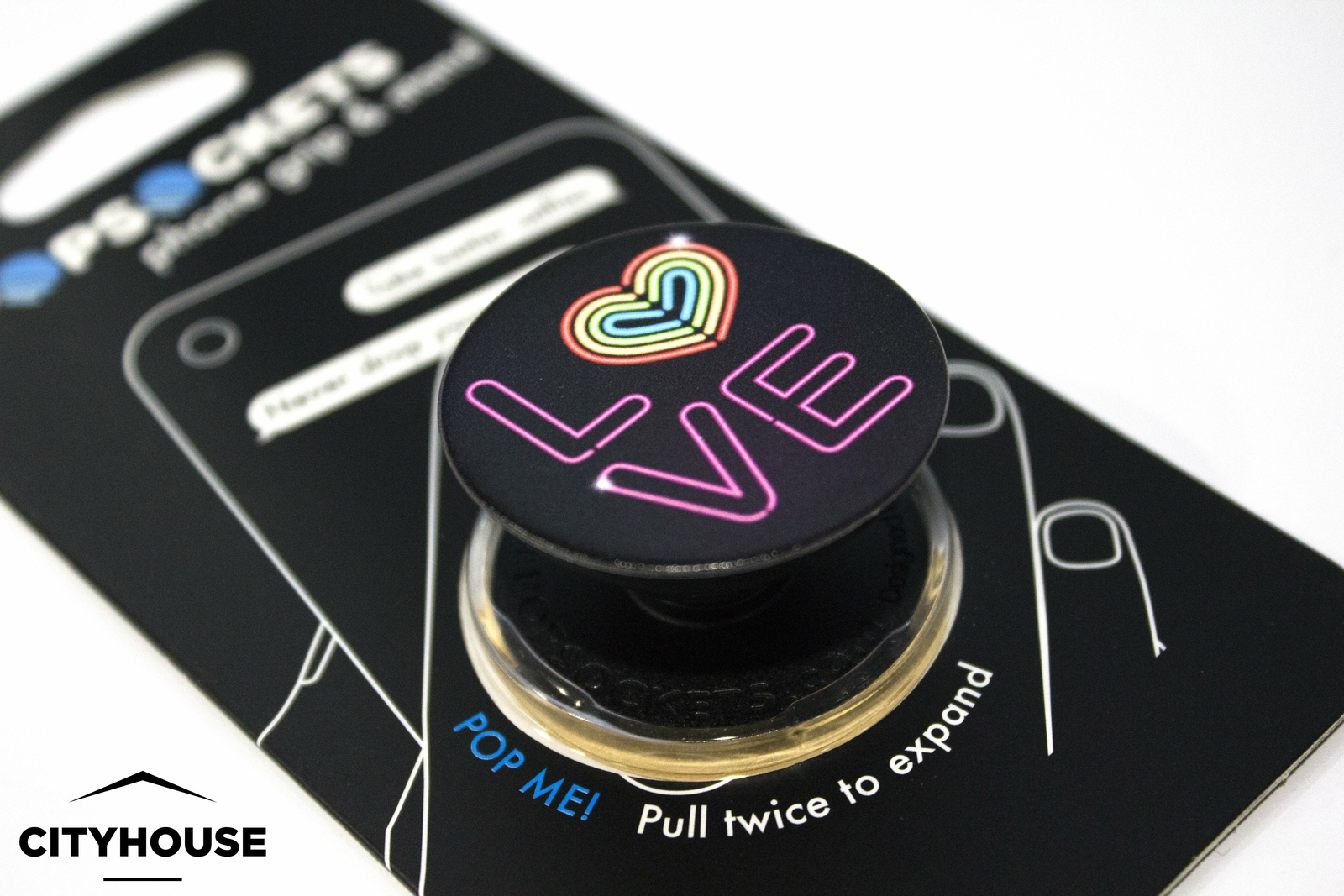 PopSocket Single Phone Grip PopSocket Universal Phone Holder Neon Love-image