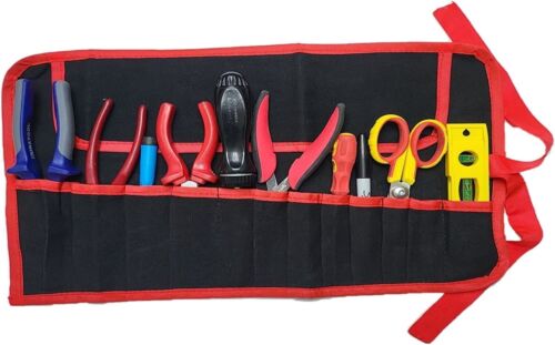 16 POCKET CANVAS TOOL ROLL Red & Black spanner tool heavy duty pockets - Picture 2 of 7