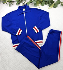 VTG Russell Women's Sweatsuit Tracksuit 70's Blue and Red Jacket and Pants M/L