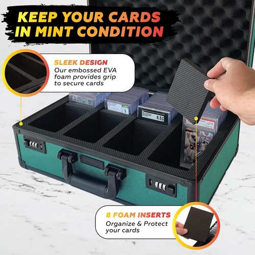 4 Row Aluminum Graded Card Storage Box - Secure & Stylish Green Finish - Picture 6 of 10