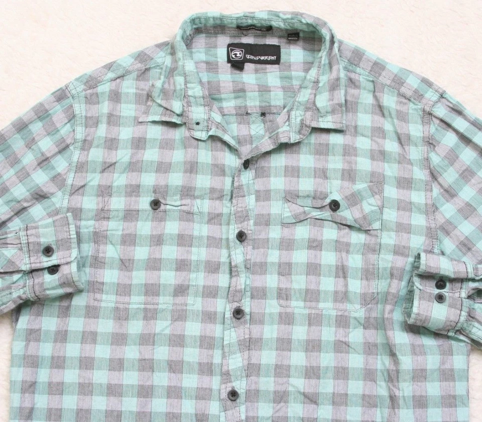 Camisa de Vestir Mediana Algodón Azul Hombre Ocean Current 2 Bolsillos Manga Larga Top 1-932 Foto 3 de 4