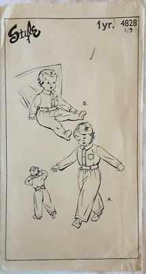 Vintage Schnittmuster Style 4828 Kleinkinder Schlafanzug 1 Jahr komplett 50er Jahre