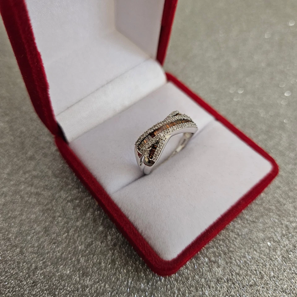 Red Diamond & White Diamond Ring in Platinum Over Sterling Silver 0.50 Ct — 第 3/4 张图片