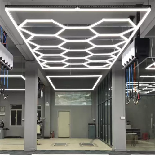 14 Hexagon LED Lighting Car Detail Garage Workshop Retail Lighting Gym Home UK - Picture 2 of 18