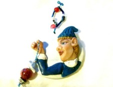 Winter Elf Ornaments ooak polymer clay Folk Art Hanging doll Christmas Tree xmas