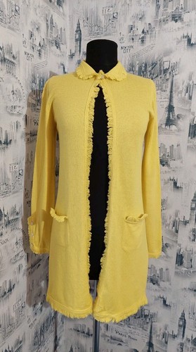 Lana D'Oro Kaschmir Strickjacke Gr. 36 S XS Kaschmir Baumwolle gelb onen 1 Knopf  - Bild 1 von 12