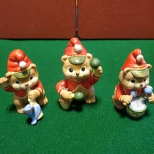 Vintage Russ Berrie Santa Teddy Bear Figurines Christmas Band 3 