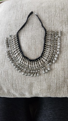 Vintage Homemade Turkmen Silver Metal Choker Collar Button Collar 20" - Picture 2 of 4