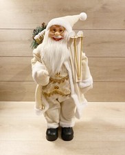 Babbo Natale Sciatore 80cm Portadoni Beige In Tessuto Curato Nel Dettaglio