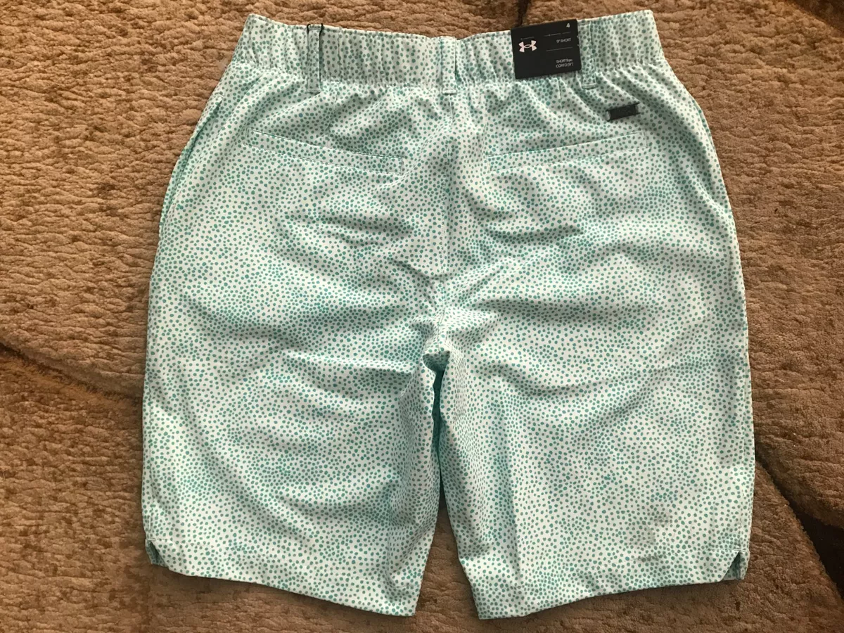 Under Armour UA Links Golf Shorts Womens Size 4 White Green Spot