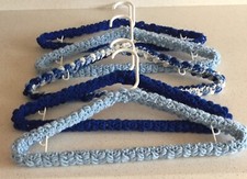 Clothes Hangers Blue Five Standard Size New Handmade Crochet