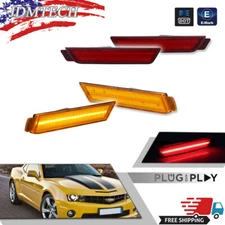4x Front Amber Rear Red LED Bumper Side Marker Lights For 2010-2015 Chevy Camaro