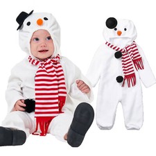 0-24M Baby Girls Boys Snowman Costume Romper Jumpsuit Hooded Christmas Outfit