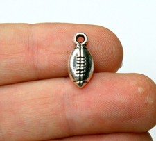 Bulk 50 Football Charms Sports Pendants Silver Tone 15 x 7 mm US Seller 391