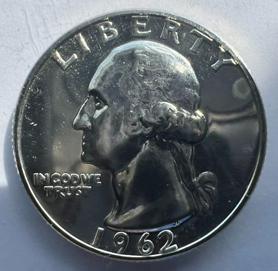 1962 Washington Quarter 25C Proof/DCAM GEM++ Uncirculated Coin (#19-450)