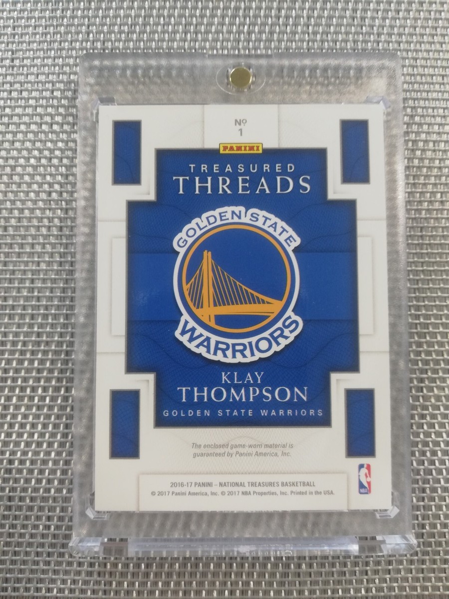 2016-17 PANINI NATIONAL TREASURES KLAY THOMPSON THREADS LOGO PATCH