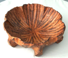 VINTAGE WOODEN HANDCARVED AMBROSIA MAPLE FOOTED BOWL 8" x 3"...