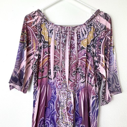 Live & Let Live Sleep & Let Sleep Womens Nightgown XL Purple Mauve Boho Printed - Picture 6 of 13
