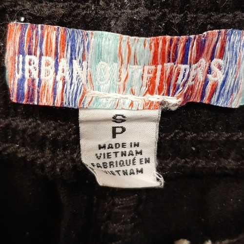 Urban Outfitters Pantalone Donna Piccolo Nero Facce Smiley Ricamato Velluto a coste - Foto 5 di 7
