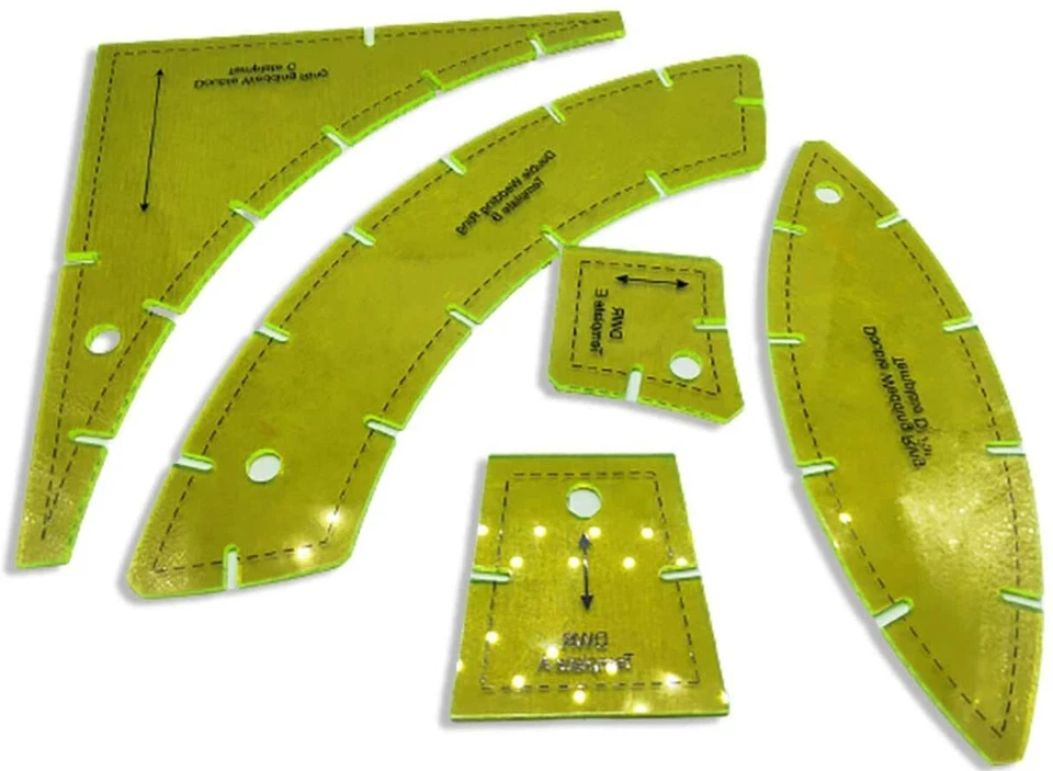 Juego de plantillas de acolchado de anillo de boda doble con ranura y costura de acrílico #DWR Foto 2 de 4