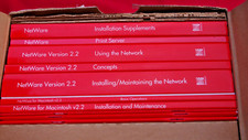 Nieużywany Novell Netware 2.2 Pełny zestaw ręczny w oryginalnym pudełku