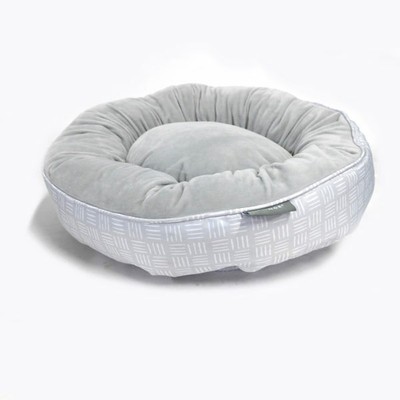 grey round dog bed