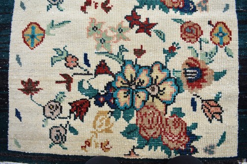 Shaved Carpet Handmade Turkish Wool turquoise Area Rug Carpet 29.9 x 49.2 inches - Picture 5 of 11