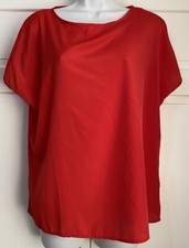 Vintage JOANNA Womens Flowy Sleeveless Red Blouse Medium Y2K - Made in USA