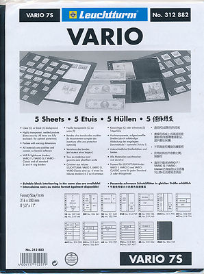 LIGHTHOUSE VARIO 7 POCKET BLACK STOCK SHEETS - PACK OF 5 - DOUBLE SIDED 7S