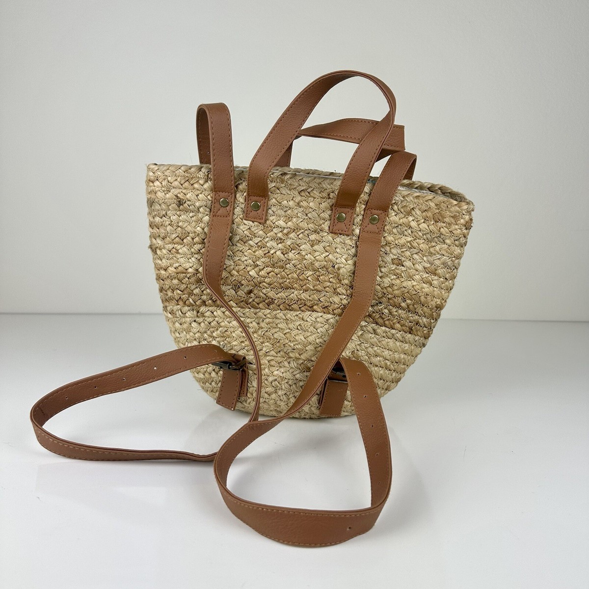 XIX-Palms Natural Straw Purse/Backpack & Matching Swim Wrap XIX Palms Shorebreak Cooler Bag Purse Convertible Backpack  main image 4
