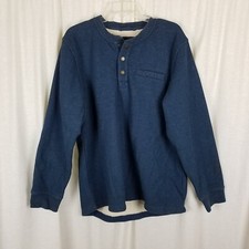 LL Bean Katahdin Iron Works 1/4 Snap Fleece Lined Henley Sweater Jacket Mens L