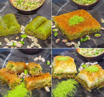 Gulluoglu Assorted Pistachio Baklava, 8 pieces (8.82oz - 250gr), 4 Assortments,