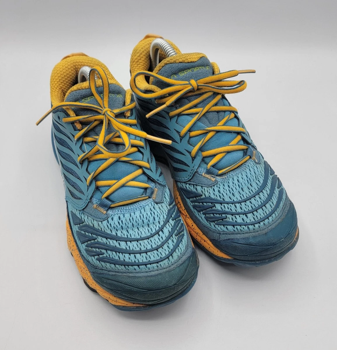 La Sportiva Akasha Trail Sneakers Womens Size 6.5 Blue Yellow Running Shoes