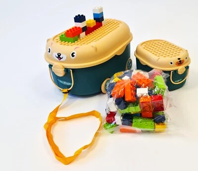 Kids Children Building Bricks Blocks Table Cart - Toddlers Childs - Image 1 of 4