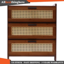 Wooden Nightstand Bedside Bedroom End Table with 3 Drawers Storage Shelf Stand🔥