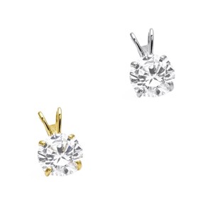 1-4ct-3-00ct-Created-Diamond-Pendant-14K-Solid-Yellow-Gold-Solitaire-Charm-4-9mm