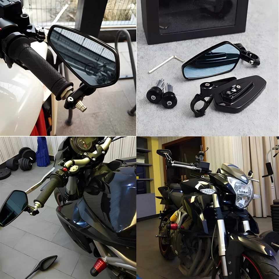 7/8" Bar End Rear View Side Mirrors Black For Yamaha MT09 MT10 MT03 Motorcycle Foto 4 de 4