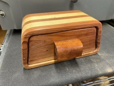 Handmade Wood Jewelry Valet Box Redwood Cedar Mahogany Artisan Crafted Pull Draw
