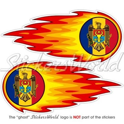 MOLDOVA Fireball, Moldovan Flaming Flag Roundel 125mm (5'') Stickers Decals x2