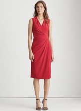 Lauren Ralph Lauren Dress Women’s Size 8 Pleated Jersey Red Sleeveless B7