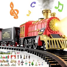 Electric Toy Train Set for Kids Ages 3-8 with Lights and Tracks