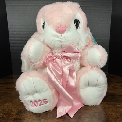 Easter Bunny Hoppy Hopster 2026, Pink Plush Stuffed Rabbit Bow Way To Celebrate