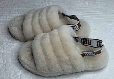 UGG Fluff Yeah Slide Natural Cream Slippers Slides Sz 3Y 1098494k