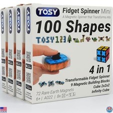 TOSY Mini Magnet Fidget Spinner - Toupie 3 en 1, Infinity Cube & 2x2 Puzzle Jouet