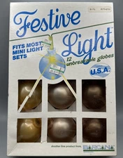 12 Barcana Festive Lights Shatterproof Plastic Globe Light Covers 60mm Vtg w/Box