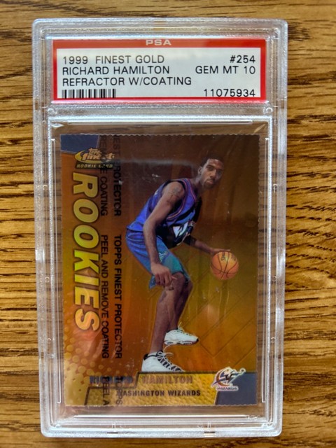 1999 Topps Finest Gold Refractor Richard Hamilton #91/100 With Coating PSA 10